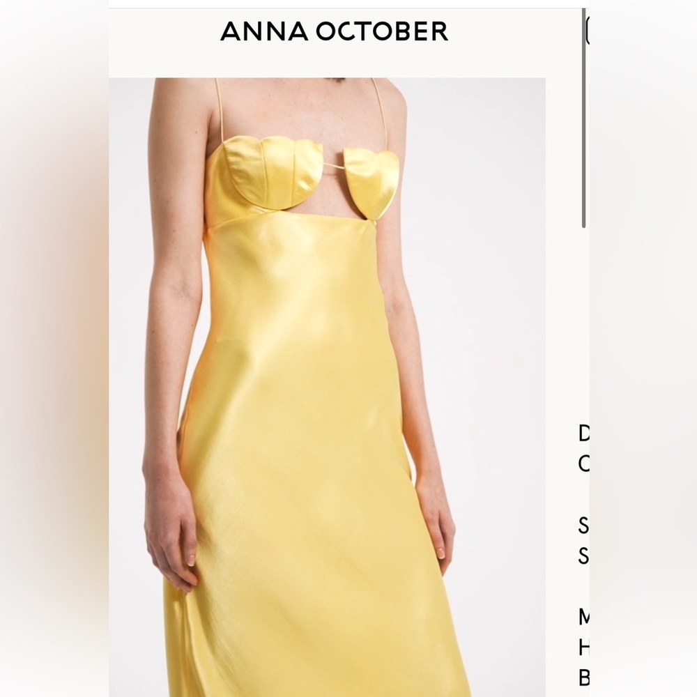 Anna October Yellow Satin Tulip Dress size S